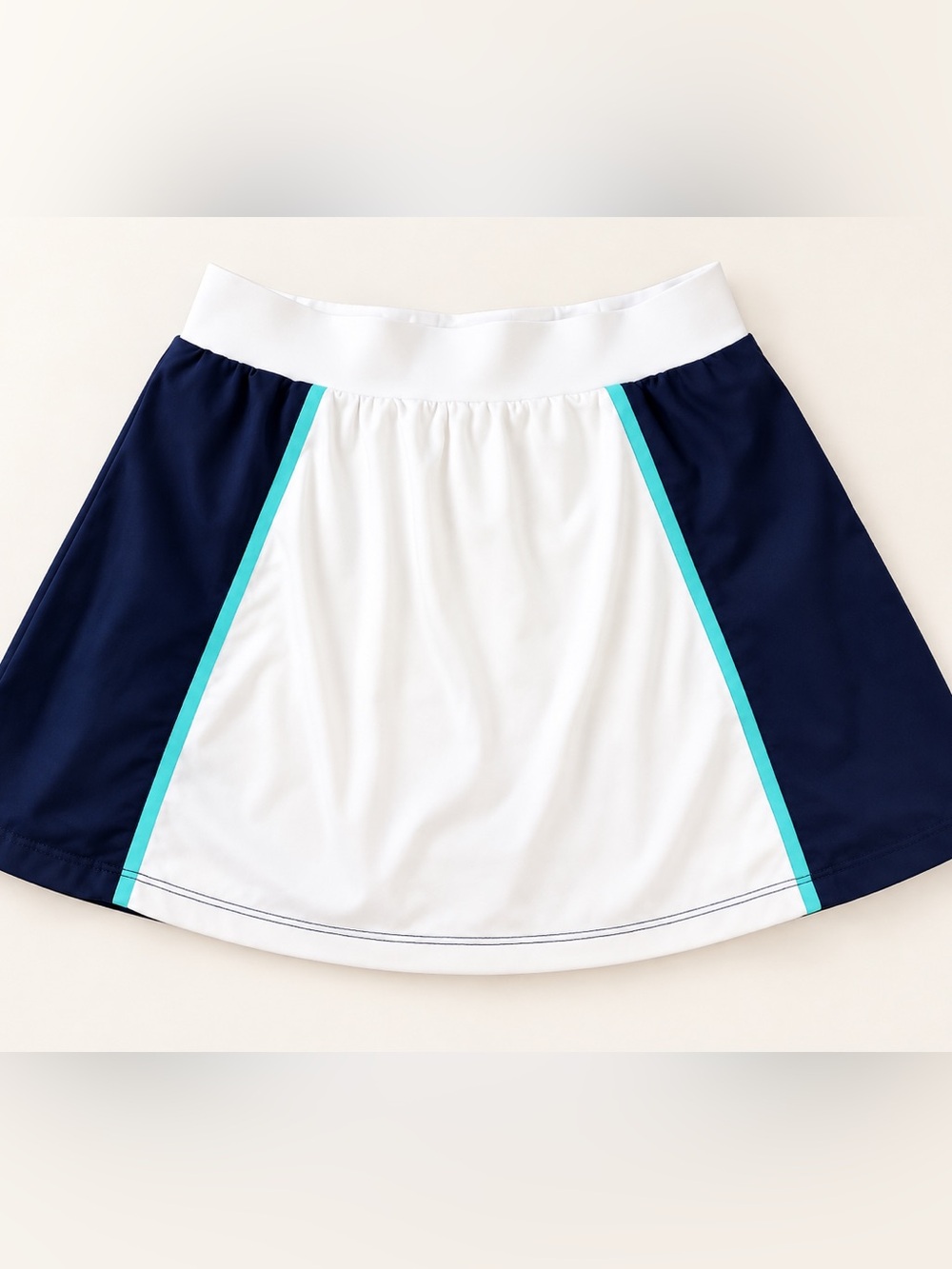 Tail White A-Line Skort with Navy Panels and Aqua Trim 11